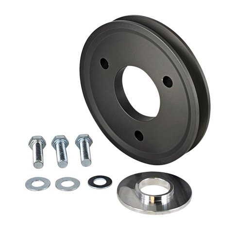 Powermaster V-Belt Crankshaft Pulleys 293 Pulley, V-Belt, 1-Groove, Aluminum, Clear Anodized, Chevy, Small Block, Short/Long Pump, Each