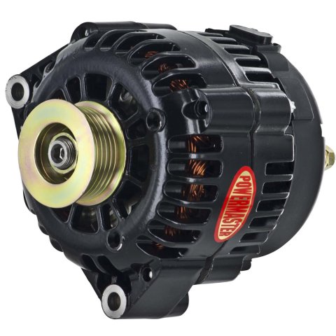 Powermaster Street Alternators 582478 Alternator, Alternator, GM AD230 Case Style, 12/14/16V, 165 amps, Satin Black, Serpentine Pulley, Each