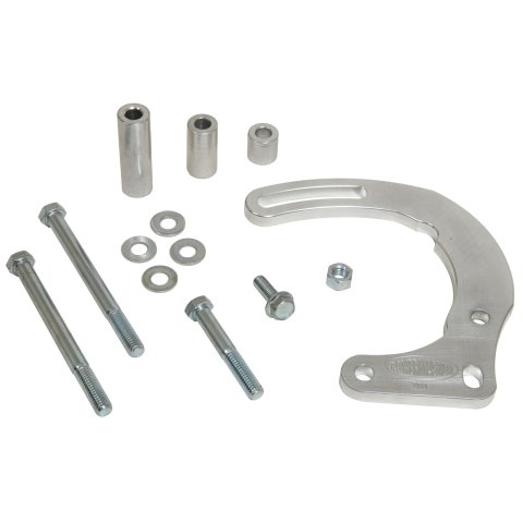 Powermaster Alternator Brackets 801 Bracket, Denso Style, High Mount, Passenger Side, Billet Aluminum, Polished, Chevy, Small Block, Each