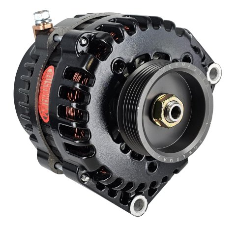 Powermaster XS Volt Alternators 582378 Alternator, High-Amp, GM AD244, 12 V, 220 amps, Gloss Black Powdercoated, Serpentine Pulley, Newly Designed Voltage Regulator, Chevrolet, Each