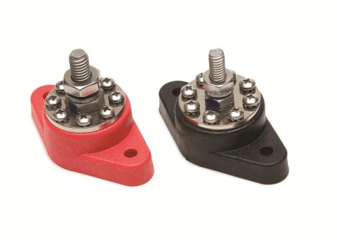 Painless Performance 8-Point Distribution Blocks 80116 Electrical Junction, Block, Plastic, Black, Red, Pair