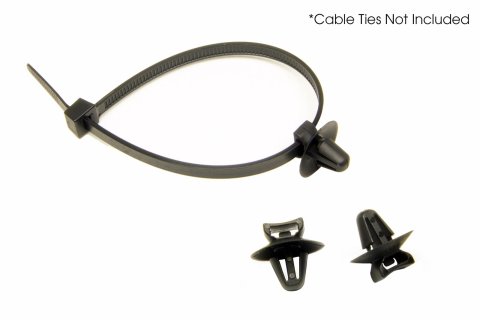 Painless Performance Cable Tie Clips 72010 Zip Mount, Clips, Universal, 1/4 in. Hole, Black, Set of 20