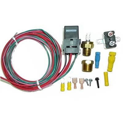 Painless Performance A/C Activated Cooling Fan Relays 30115 Control, Thermostatic, 185 Degrees On/175 Degrees Off, 1/2 - 20 in. Thread, Kit