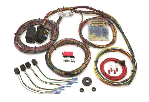 Painless Performance 21-Circuit Mopar Color-Coded Universal Wiring Harnesses 10127 Harness, 21-Circuit, Column Ignition, Front Fuse Block, Mini Fuse, Chrysler, Dodge, Plymouth, Kit