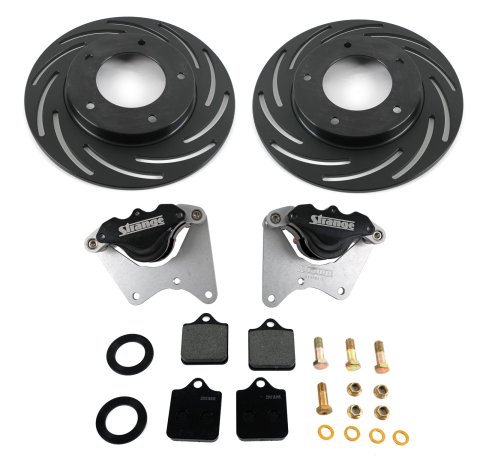 Strange Pro Series Lightweight Front Brake Kits B4597WC Disc Brakes, Lightweight, Front, Slotted Rotors, 1-Piston Calipers, for Spindles, Kit