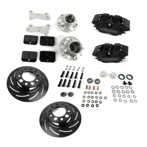 Strange Pro Race Steel Front Brake Kits B4110WC Disc Kit, Front, Drum to Disc, Slotted Rotors, 4-Piston Calipers, Buick, Chevy, Oldsmobile, Pontiac, Kit