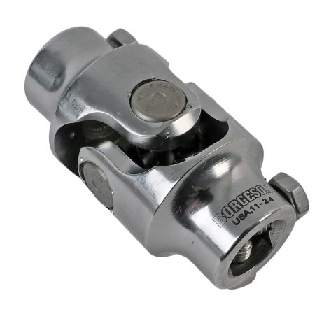 Borgeson Universal Steering U-Joints 124918 Joint, Stainless Steel, Polished, 3/4 in. DD, 5/8 in. 36-Spline, Each