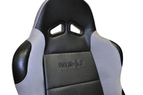 Procar Sportsman Racing Black/gray Vinyl/velour Seat 80-1605-62R Seat, Series 1605, Lever Reclining, Passenger Side, Black Vinyl Inside, Gray Velour Wings and Bolsters, Each