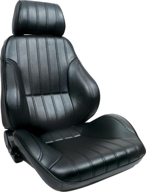 Procar Rally Series 1000 Black Vinyl Seat 80-1000-51R Seat, 1000, Bolstered, Reclining, Right Side, Vinyl, Black, Each