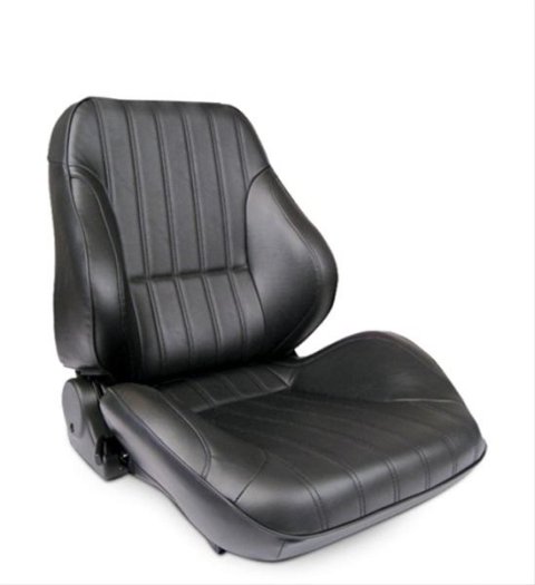 Procar Rally Lowback Series 1050 Black Vinyl Seat 80-1050-51R Seat, 1050, Lowback, Cover, Lever Recline, Passenger Side, Each