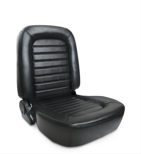 Procar Classic Lowback Black Vinyl Seat 80-1550-51L Seat, Series 1500, Lever Recline Style, Driver Side, Vinyl, Black, Each