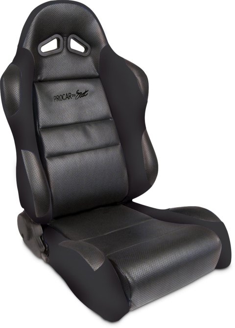 Procar Sportsman Racing Black/black Vinyl/velour Seat 80-1605-61L Seat, Series 1605, Lever Reclining, Driver Side, Black Vinyl Inside, Black Velour Wings and Bolsters, Each