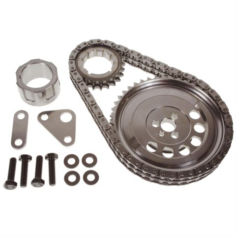 Melling Timing Chain Sets 48561T-9 and Gear Sets, Double Roller, Seamless Chain, 3-bolt, Billet Steel Cam Gear, Steel Crank Gear, Chevy, GMC, Pontiac, Saab, V8, Set
