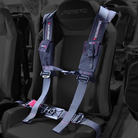 Hypertech Safety 4-Point Harness 3001003 Racing Harness, H-Style, Latch and Lock, 4-Point, Nylon, Black, 2 in. Belt Width, Wraparound/Bolt-In Mounting, Polaris, Each