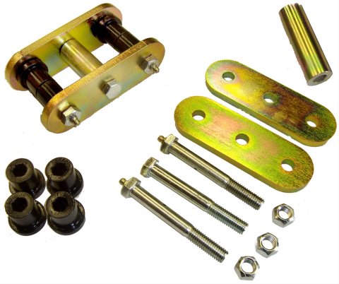 M.O.R.E. Shackles for 1976-1983 CJ5, 1976-1986 CJ7, 1981-1985 SCRAMBLER - LS9034 Shackles, 2.50 in. Spring Width, 4.00 in. Center to Center, Lubeable, Jeep, Pair