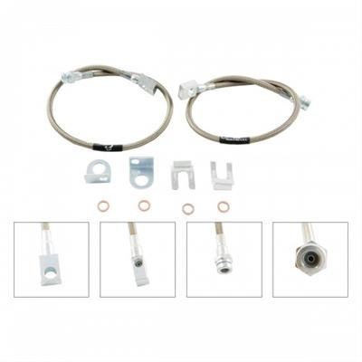 M.O.R.E. Brake Hoses, Individual SBL25F 1976-2006 CJ, YJ, TJ, XJ, MJ, LJ DOT Stainless Braided Lines 25" Long Frt Line