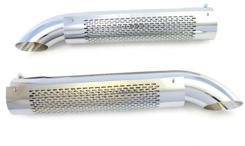 Patriot Side Tube Turnouts H3824 Muffler, Turnouts, 3.5 in. Inlet/3.5 in. Outlet, Steel, Chrome, Pair