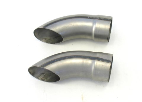 Patriot Exhaust Turnouts Round/Turndown, Natural 3.50 Inch Tip H3815 Tips, Turnouts, Clamp-on, Turndown Slant, Steel, Natural, 3.500 in. Inlet Diameter, 3.500 in. Outlet, 9.000 in. Length, Pair