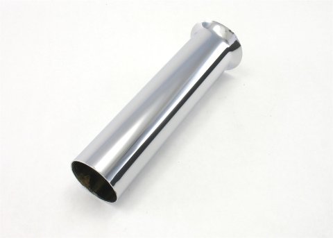 Patriot Chrome Universal Round, 2.25 Inch Exhaust Tip H1593 Tip, Steel, Chrome, Straight, Non-Rolled Edge, in. Inlet, Flared Outlet, 9 in. Long, Each