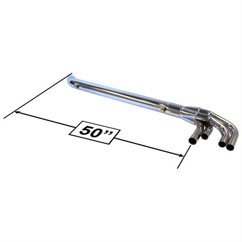 Patriot Chrome Lake Pipes H1165 Exhaust, Pipe 4, Steel, Chrome, Four 2 in. Diameter Inlets/One Functional, 3.5 in. Pipe, 63 in. Long, Kit