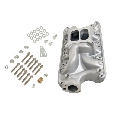 Dart Dual Plane Intake Manifolds 44811000 Manifold, Plane, Aluminum, Natural, Square Bore Flange, Ford, Small Block, Dart, Each
