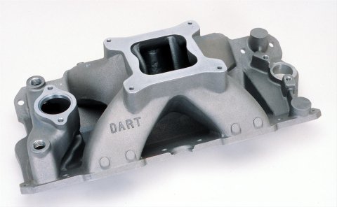 Dart Single Plane Intake Manifolds 42411002 Manifold, Plane, Aluminum, 4-barrel Spread Bore, CNC Port Matched, Chevy, Small Block, Each