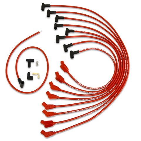 Taylor 409 Race-Fit Pro Race Spark Plug Wires 79232 Wires, Race, Spiro-Wound, 10.4mm, Red, 135 Degree Boots, GM, V8, Set