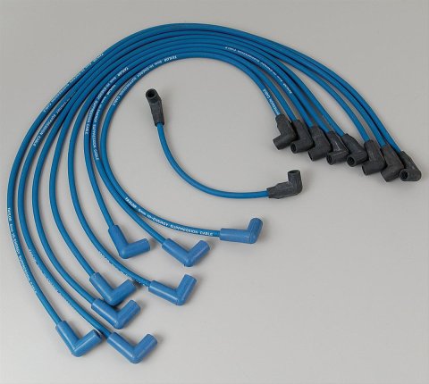 Taylor High Energy Spark Plug Wire Sets 64628 Wires, Hi-Energy, RFI Suppression, 8mm, Blue, 90 Degree Boots, Chevy, GMC, 5.0/5.7L, V8, Set