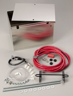 Taylor Battery Relocation Kits 48101 Kit, Aluminum Box, 2-Gauge Cables, Terminals, Hold-Downs, Grommets, Cable Clamps, Kit