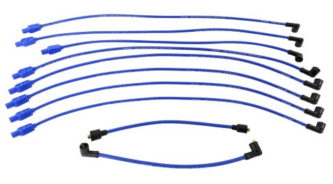 Taylor Spiro-Pro Spark Plug Wire Sets 74652 Wires, Spiro-Pro, 8mm, Blue, Straight Boots, AMC/GM/Ford, V8, Set