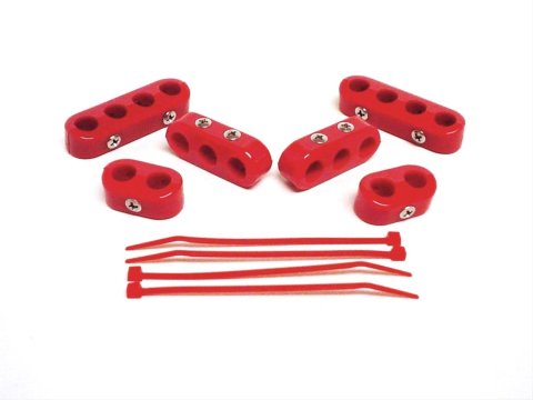 Taylor Clamp-Style Wire Separators 42729 Ignition Loom/Separator, Nylon, Red, 10.4mm, Set of 6