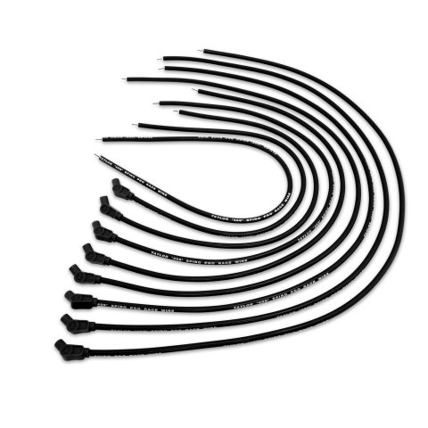 Taylor 409 Pro Race Universal Spark Plug Wire Sets 79053 Wires, Race, Spiro-Wound, 10.4mm, Black, 135 Degree Boots, Universal, L8/V8, Set