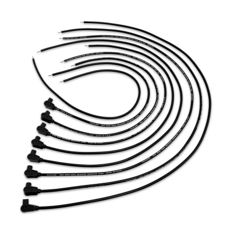 Taylor 8mm Pro Wire Universal Spark Plug Sets 70051 Wires, Wire, Resistor Core, RFI Suppression, 8mm, Black, 90 Degree Boots, Universal, L8/V8, Set