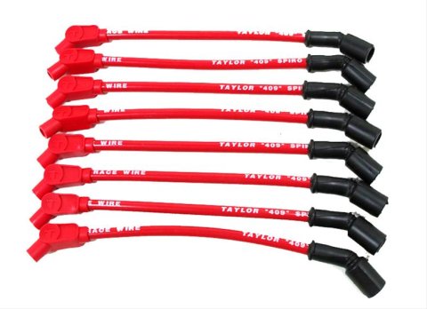 Taylor 409 Race-Fit Pro Race Spark Plug Wires 79213 Wire, Race, Spiral Core, 10.4mm, Red, Cadillac, Chevy, Pontiac, Set of 8