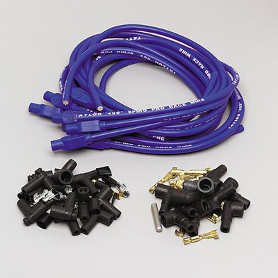 Taylor 409 Pro Race Universal Spark Plug Wire Sets 79655 Wires, Race, Spiro-Wound, 10.4mm, Blue, Straight Boots, Universal, L8/V8, Set