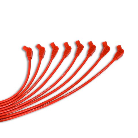 Taylor Spiro-Pro Spark Plug Wire Sets 73253 Wires, Spiro-Pro, 8mm, 45/135 Degree Boots, Male/HEI and Female/Socket, RFI Suppression, Red Silicone, w/Coil Wire, for 8 Cylinders, Set