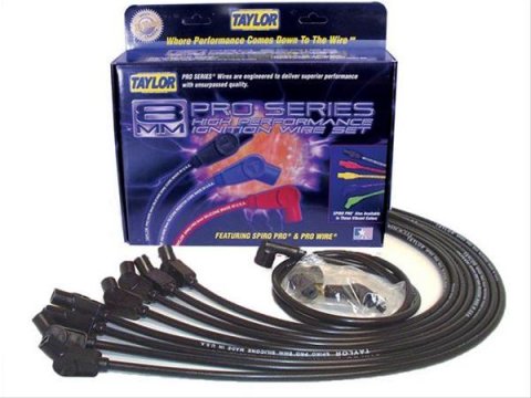 Taylor Spiro-Pro Race-Fit Spiro-Wound Core Spark Plug Wire Sets 76031 Wires, Race-Fit, 8mm, Black, 135 Degree Boots, Chevy, Big Block, Set