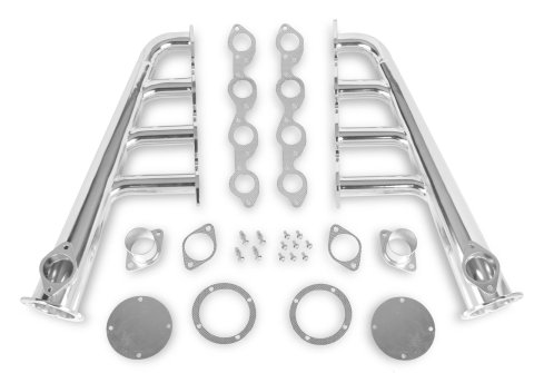 Flowtech Lakester Street Rod Headers 12703-1FLT Headers, Lakester, Steel, Silver Ceramic Coated, Round Port, Rod, Ford Small Block, Pair