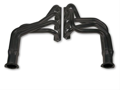 Flowtech Headers 12500FLT Headers, Long Tube, One Piece, 1.5 in. Primary, 3.0 in. Collector, 18 Gauge Steel, 3 Bolt Collector Flange, Painted Temporary Black, Ford, 302, Pair