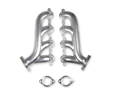 Flowtech Rams Horn Exhaust Manifolds 31730-1FLT Manifolds, Cast, LS Swaps, Silver Ceramic, Pair