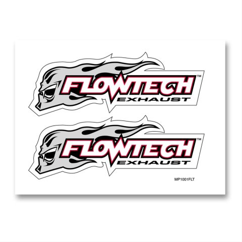 Flowtech Decal Sheets MP1001FLT Decal, 4.250 in. Length, 3.250 in. Width, Black/Red/Silver, Vinyl, Adhesive, Pair