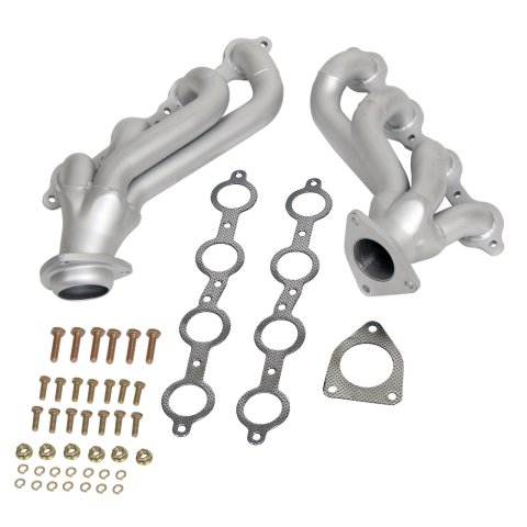 Flowtech Headers 31142FLT Headers, Shorty, Steel, Silver Ceramic Coated, Chevy, GMC, Pair