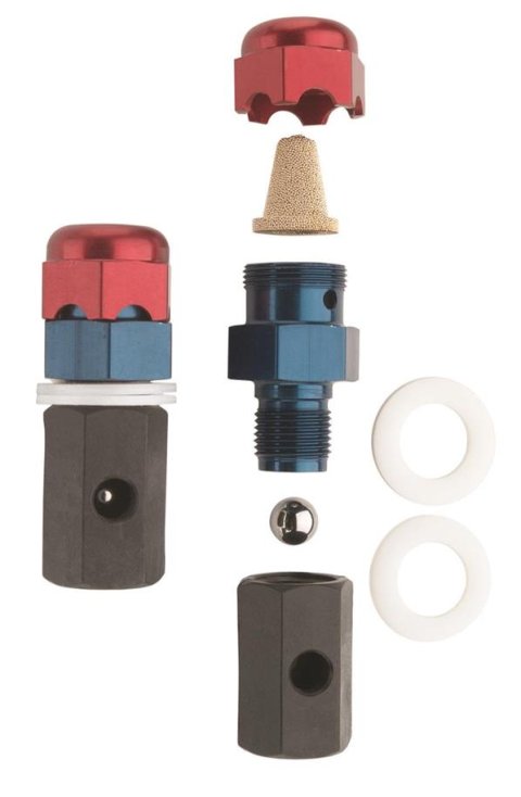 Jaz Products Fuel Cell Tip Over Valves 834-108-06 Valve, Aluminum, Black/Blue Anodized, Female -8 AN to Male -8 AN, Each