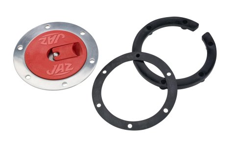 Jaz Products Fuel Cell Cap Assemblies 350-201-06 Cap, Assembly, Flush Mount, Plastic, Red, Steel, Natural, 6 Bolt Holes, Kit