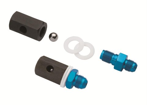 Jaz Products Fuel Cell Tip Over Valves 834-010-11 Valve, Aluminum, Black/Blue Anodized, -10 AN Female Threads, -10 AN Male Threads, Each