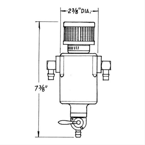 Jaz Products Breather Tanks 605-325-01 Tank, 1 pt., Round, Polyethylene, Black, 1/4 in. Hose Barb Inlet, Universal, Each