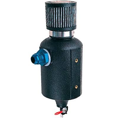 Jaz Products Breather Tanks 605-125-01 Tank, 1 qt., Round, Polyethylene, Black, -10 AN Inlet, Universal, Each