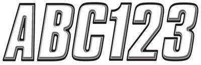 Hardline Products Factory Matched Series 800 Decals WHBLK800 Decals, 800, Number/Letter Combos, Vinyl, White/Black, 2 in Width, 3 in Length, Kit