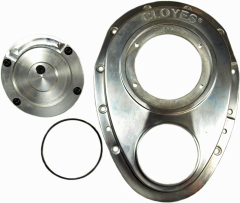 Cloyes Quick Button Two-Piece Timing Covers 9-229 Cover, Button, 2-piece, Aluminum, Natural, Logo, Gaskets, Chevy, 350, Long, Kit