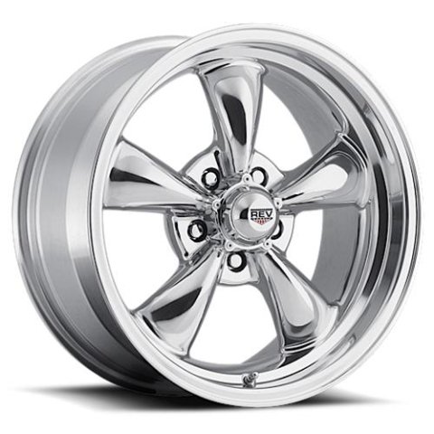 REV Wheels 100 Classic Series Polished 17x8 Wheels, Series, 17 in. x 8.0 in., Aluminum, Polished, 5 x 114.3mm/4.50 in. Bolt Circle, 4.500 in. Backspacing, Each